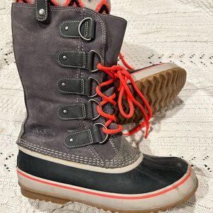 Sorel Joan of Arctic Boots Rain and Snow Proof, Size 9, Unique Pink and Grey